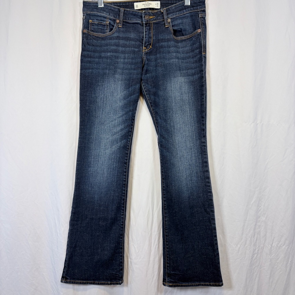 Abercrombie & Fitch Jeans Bootcut Dark Wash Embroidered Pockets Size 6S 28x31
